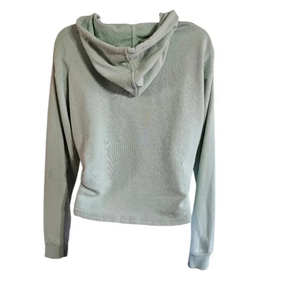 PUMA Womens S Cropped Hoodie Teal Green Cotton Logo Y2K Athleisure Casual - Picture 7 of 7